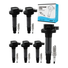 TAUTOY Set Of 6 UF823 Ignition Coil Pack & Iridium Spark Plugs (3.5L 3.7L) 2016-2020 For Ford Edge Explorer F150 Flex Police Transit, For Lincoln Confinental MKT MKX, Replace # DG563 7T4Z12029F