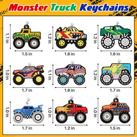 Sasylvia 36 Pcs Monster Truck Party Favors Monster Truck Keychains Birthday Party Decorations Goodies Bags Stuffer Christmas Gift for Women Men Accessories