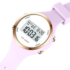 Women LED Display Elecreonic Watch Fashion Chrono Alarm Digital Clock Woman Outdoor Sport Wirstwatch (Light Purple)