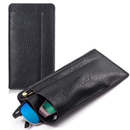 TRIUMPH VISION - Funda de piel para anteojos de sol con forro suave, 3 compartimentos, Negro -, Large