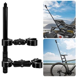 Kalofaye Motorcycle Bike Handlebar Double clamp Mount with Invisible Selfie Stick for Riding Tracking Shooting, Suitable for GoPro Hero 12/11/10/9/8 Insta360 X5 X4 X3 X2 ONE X/ONE/EVO