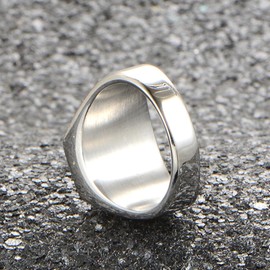 PAURO Mens Stainless Steel Vintage Square Gemstone Ring Silver Plated Side, Red Stone Size S