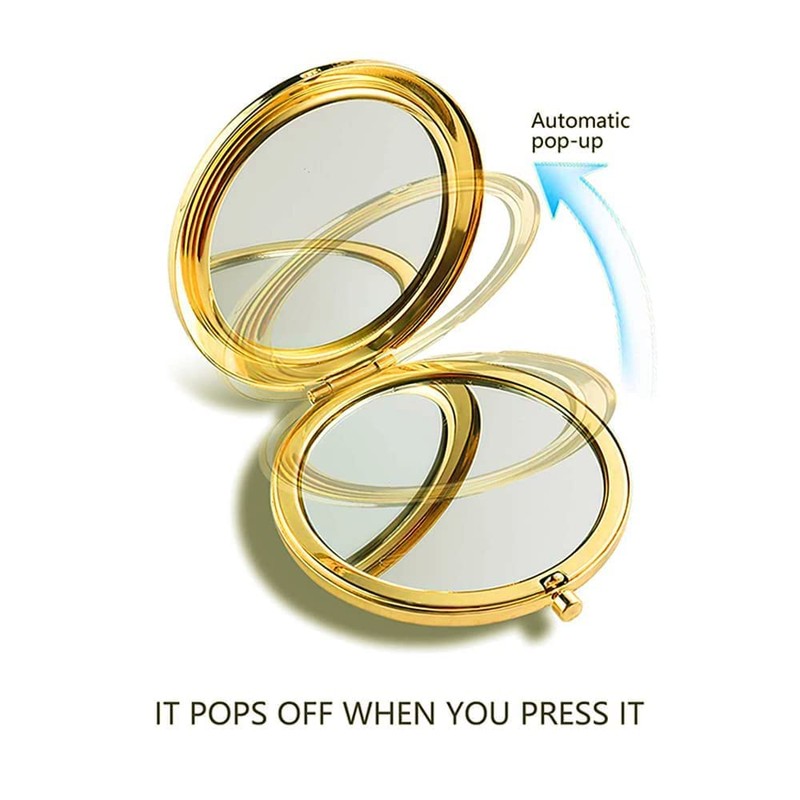 mpowtech Gold Magnifying Compact Mirror for Purse - 1x/2x Magnification