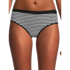 No Boundaries Women's Cotton Hipster Panties Size MEDIUM Black White Stripe