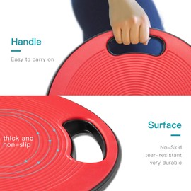EVERYMILE Wobble Balance Board, Exercise Balance Stability Trainer Portable Balance Board with Handle for Workout Core Trainer Physical Therapy & Gym 15.7" Diameter No-Skid Surface