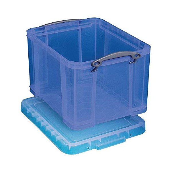 Really Useful Box® Plastic Storage Box, 32 Liters, 12"H x 14"W x 19"D, Blue