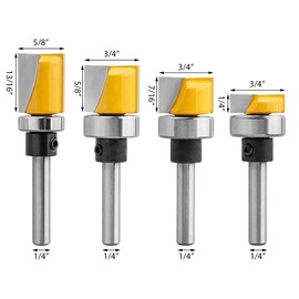 Evponk 4 Pcs Hinge Mortising Flush Trim Router Bits Set 1/4 Inch Shank, Carbide Tipped Router Bits with Ball Bearing Wood Milling Cutter Tool for Woodworking