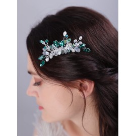 JWICOS Peines para el pelo de novia de boda, accesorios para el cabello para mujeres y niñas (azul)