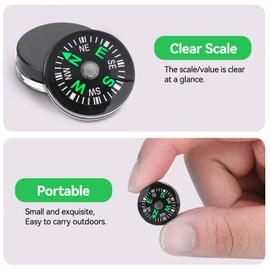 Pack of 12 Button Compass Bulk, Compass for Children, 20 mm Filled Compass, Pocket Compass for Camping, Hiking Boating