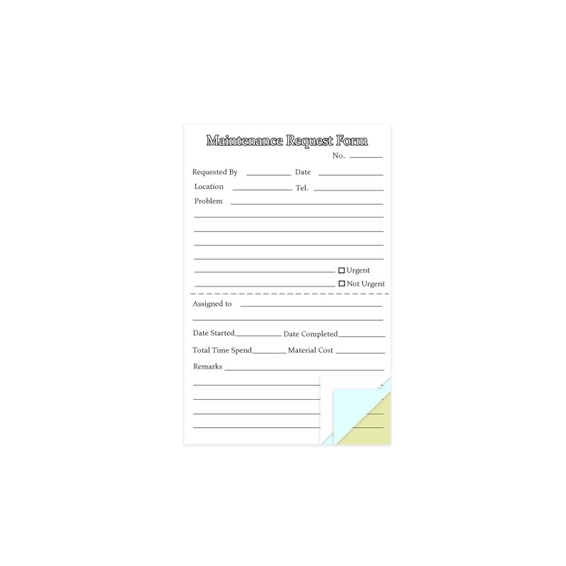 Generic 300 Sets Maintenance Request Forms, 3 Part Carbonless, 6