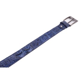 Pelgio Genuine Crocodile Alligator Backbone Skin Leather Casual Men's Belt 46" Long (Cobalt Blue)