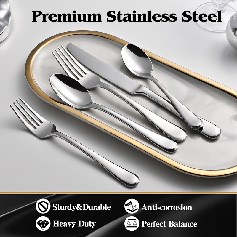 KINGSTONE 30 Pieces Silverware Set for 6, Premium Stainless Steel