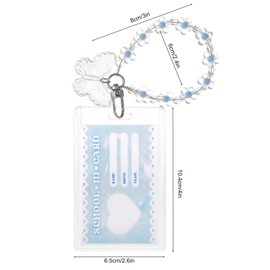 BOHUIZ K-pop Photocard Holder Keychain, 4 x 2.6 Inch Cute Acrylic Butterfly Photocard Holder ID Badge Holder Bus Card Credit ID Bank Card Pendant with Spiral Wrist Coil