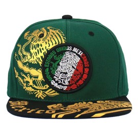 Mexican Hat Mexico Federal Logo Eagle Aguila Embroidered Adjustable Snapback Flat Bill Baseball Cap (Green - 3C)