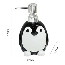 Animal Ceramic Soap Dispenser with Plastic Pump, Refillable Lotion Soap Bottle, Dish Soap Dispenser, Hand Soap Dispenser-Penguin
