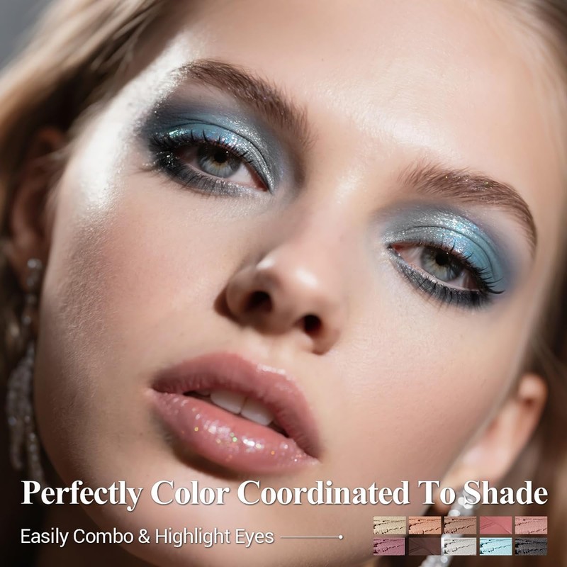 LUXAZA PRO Blue Eyeshadow Stick Makeup Set 10PCS, Neutral Shimmer