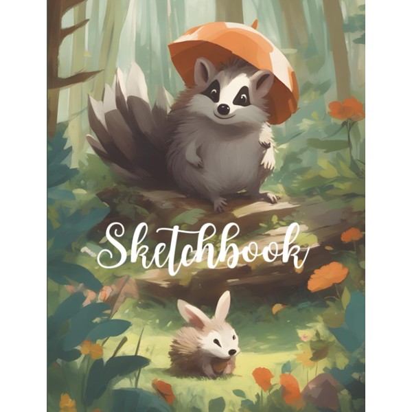 Sketchbook: Sketch book for Girls: Cute Cartoon Forest Animals Notebook