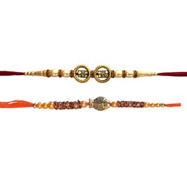 SLNDOKTG Rakhee For Brother Raksha Bandhan Bracelet Unique Design Rakhi Bracelet Multi Design Beads Rakhee For Brother Raksha Bandhan Bracelet Bhaiya SET OF 2