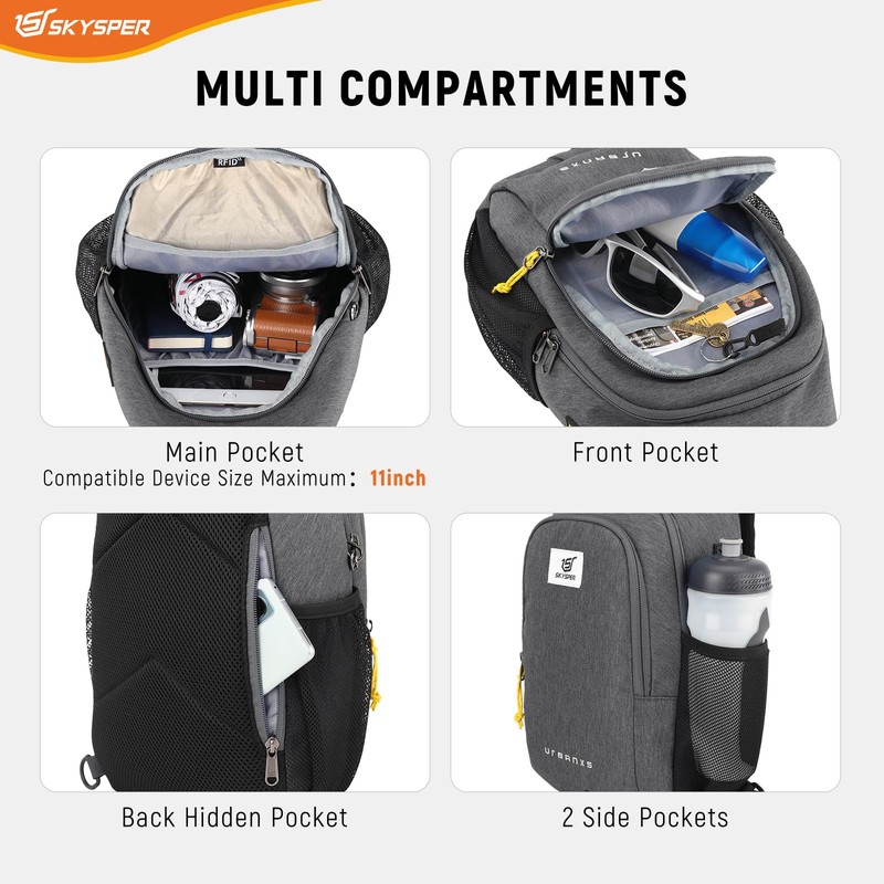 SKYSPER Sling Bag Anti Theft Crossbody Backpack RFID Lightweight Travel