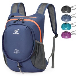 SKYSPER 15L Lightweight Small Hiking Backpack for Women Men, Foldable Travel Daypack, Packable Camping Backpack, Mini Outdoor Hiking Bag (Darkblue)