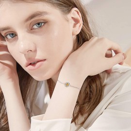 URONE Daisy Urn Bracelet For Ashes For Women 925 Sterling Silver Cremation Bracelets Ashes Cremation Jewelry Gift