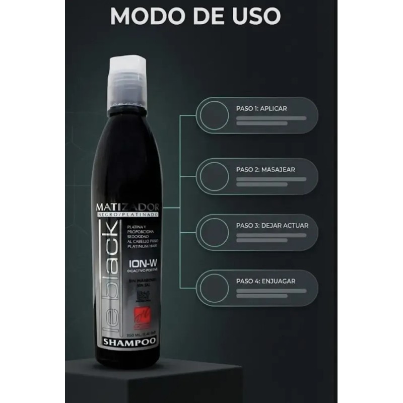 Shampoo Matizador Negro Para Cabello Platinado Sin Sal 250ml