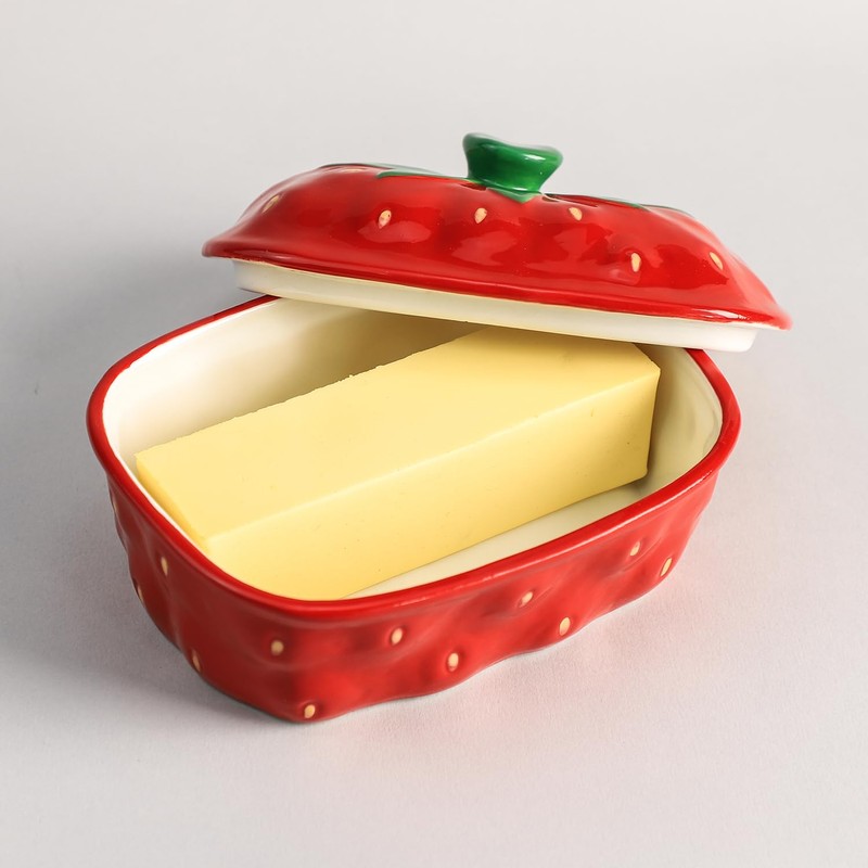 Bicuzat Ceramic Butter Dish with Lid Butter Keeper Butter Plate