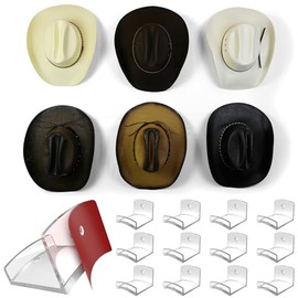 Modern JP - Ganchos adhesivos para sombrero de pared (paquete de 12) – Estante para sombrero de vaquero, organizador de sombrero de ala ancha, ganchos fuertes para sombrero para pared, transparente