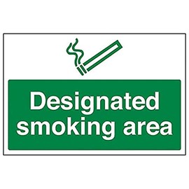 V Safety Prohibition No Smoking - Designated Smoking Area - 300 X 200mm