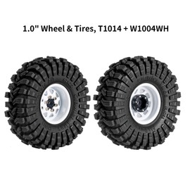 INJORA 1.0 Beadlock Wheel Tires Set -3.78mm Offset Wheel Rims for 1/18 1/24 RC Crawler Car Axial AX24 SCX24 FMS FCX24 TRX4M,White(W1004-T1014)