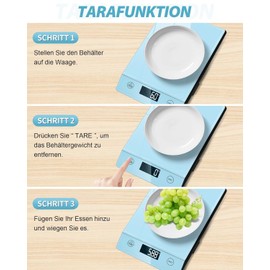 Digital Kitchen Scales, 10 kg Kitchen Scales with LCD Display and Tare Function, Kitchen Scales for Baking and Cooking, Measuring Ingredients, Jewellery so on, 1 g (Blue)