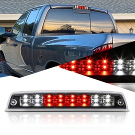 Auto Dynasty Dual Row 16 LED Rear Tail Center High Mount Stop Lamp Third Brake Cargo Light Compatible with Dodge Ram 1500 2500 3500 94-01, Black Housing, Clear Lens