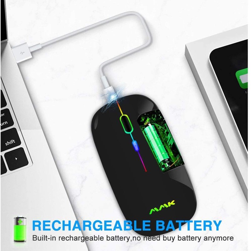 Wireless Bluetooth Mouse Slim Mouse USB Portable 2.4G LED Mouse