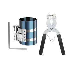 Tioollev Piston Ring Compressor Tool,Car Accessories Car Engine Piston Ring Installer Removal Kit,Adjustable Sizes From 2-1/8" to 7",Compressor Tool & Piston Ring Pliers (Piston Ring Compressor Tool)
