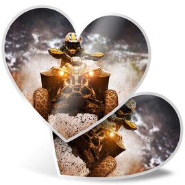 2 x Heart Stickers 7.5 cm - ATV Quad Bike Transport Laptop Tablet Luggage Scrapbook #8339