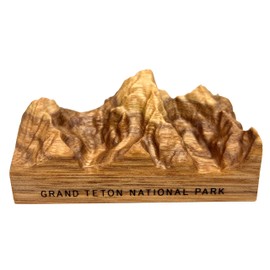 Grand Teton National Park topographic wood carving, featuring Grand Teton