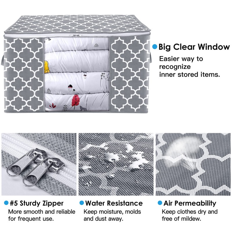 WISELIFE Storage Bags 100L 3-Pack Large Blanket Clothes Organization and