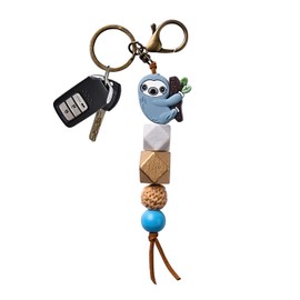 SAGHOM Sloth Gifts for Women Girls Silicone Bead Charm Cute Sloth Keychains Backpack Tassel Accessories Bag Charm for Sloth Lover (Blue)