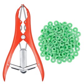 Castration Pliers for Sheep, Animal Castration Pliers Castration Band Stainless Steel with 100 Elastic Rubber Rings, for Animal Castration Pliers for Cattle, Sheep and Pigs (Various Colours)