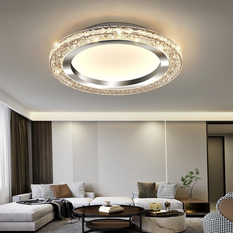 UOFUS 28W LED Flush Mount Ceiling Light Chrome 12inch Modern