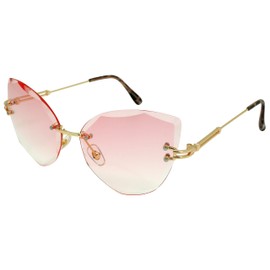 Edge I-Wear Fashion Rimless Cat Eye Women Sunglasses Tinted Color Lens 5531-AP-4(G.pkap)