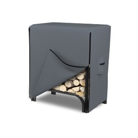 Covers & All Outdoor Firewood Log Rack Cover - 100% Waterproof Heavy Duty 12 Oz Patio Rack, Wood Holder Cover with Zipper Closure & Air Pockets (42" H x 48" W x 24" D, Grey)