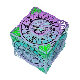 Spinner Dice 7-in-1 Metal DND Set – Premium Copper RPG Dice with 3D Monster Reliefs, Gyro Spinner & Collector’s Box for D&D,Chameleon Purple