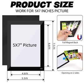 STTMGN Magnetic Picture Frames with Black Border(5"X7",10 Pack),Magnet Photo Pockets/Holder, Decorations for Home/Office/School/Classroom/Party/Lockers/Fridge