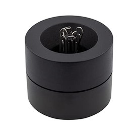 Wedo 270401 Paperclip Dispenser Round with Central Magnet and Paperclips Black