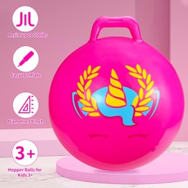 Hymaz Pink Unicorn Bouncy Ball, 18" Jumping Ball for Kids Exercise Jump Balls Hopping Girls Pump for Kids Boys Girls Adult Jumping Ball Toy, Indoor Outdoor Bouncing Game (Pink Unicorn)