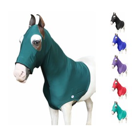 Majestic Ally Stretch Lycra Horse Hood with Zipper (Small, Hunter Green)