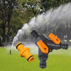 Skystuff 2Pcs Hose Connector 3 Way Garden Hose Splitter with Control Valve, 6Pcs Hose End Connectors and 2Pcs Double Connector Hose Pipe Connectors for Outdoor Garden