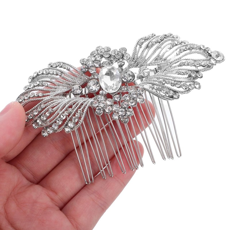 FRCOLOR Bridal Hair Comb with Rhinestones and Simulated Pearls Elegant