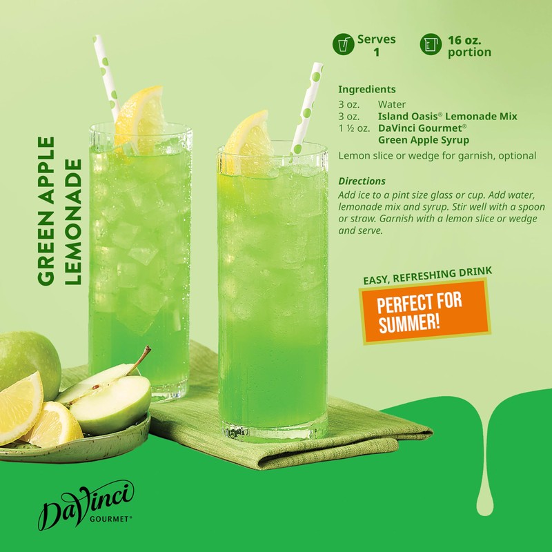 DaVinci Gourmet Green Apple Syrup, 25.4 Fluid Ounces (Pack of